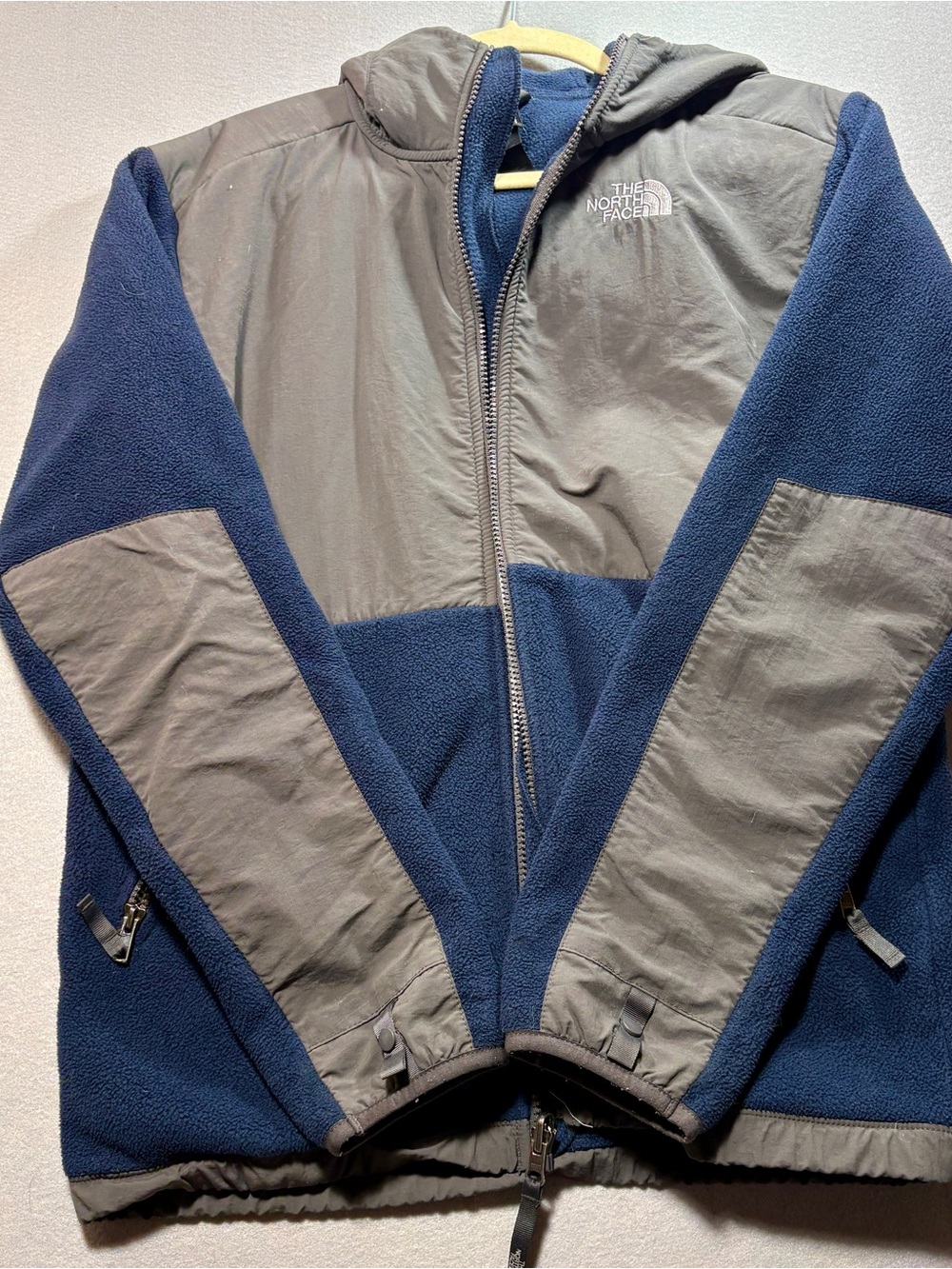 The North Face Navy and Gray Hooded Fleece Performance Jacket
